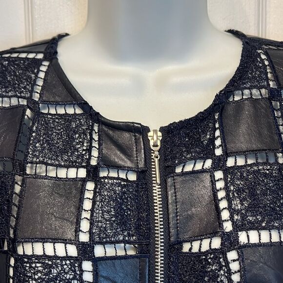 Frank Lyman Navy‎ Blue Patchwork Design Zip Up Jacket Size Small - Picture 3 of 12